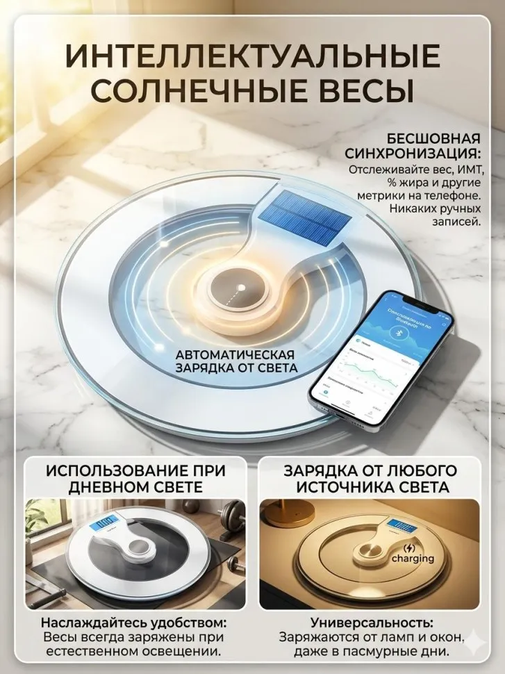 Интеллектуальные bluetooth весы Electric Personal Scale Toye-20 с солнечной зарядкой